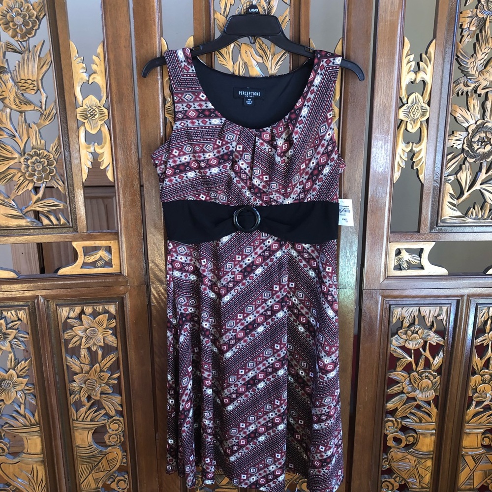 NWT Perceptions Belted Babydoll Sleeveless Dress